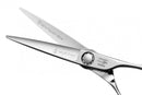 Close-up of the Mizutani SWORD DB-20 scissors, highlighting the highly precise bearing system that ensures optimal cutting accuracy for hairstylists."