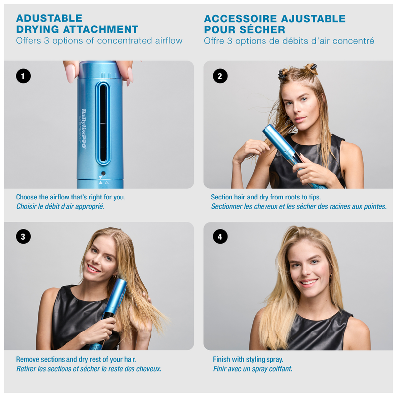 Eikonic Academy Salon Barbershop Hairstyling Barbering BaBylissPRO NanoTitanium STYLE SWITCH Ionic Multi Styler Dryer Blue