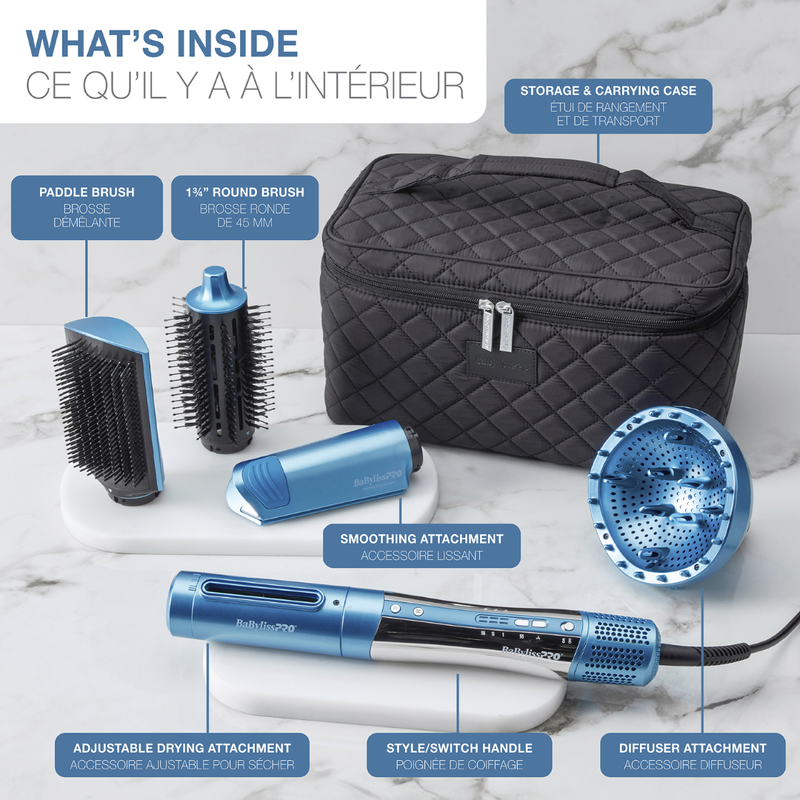 Eikonic Academy Salon Barbershop Hairstyling Barbering BaBylissPRO NanoTitanium STYLE SWITCH Ionic Multi Styler Dryer Blue