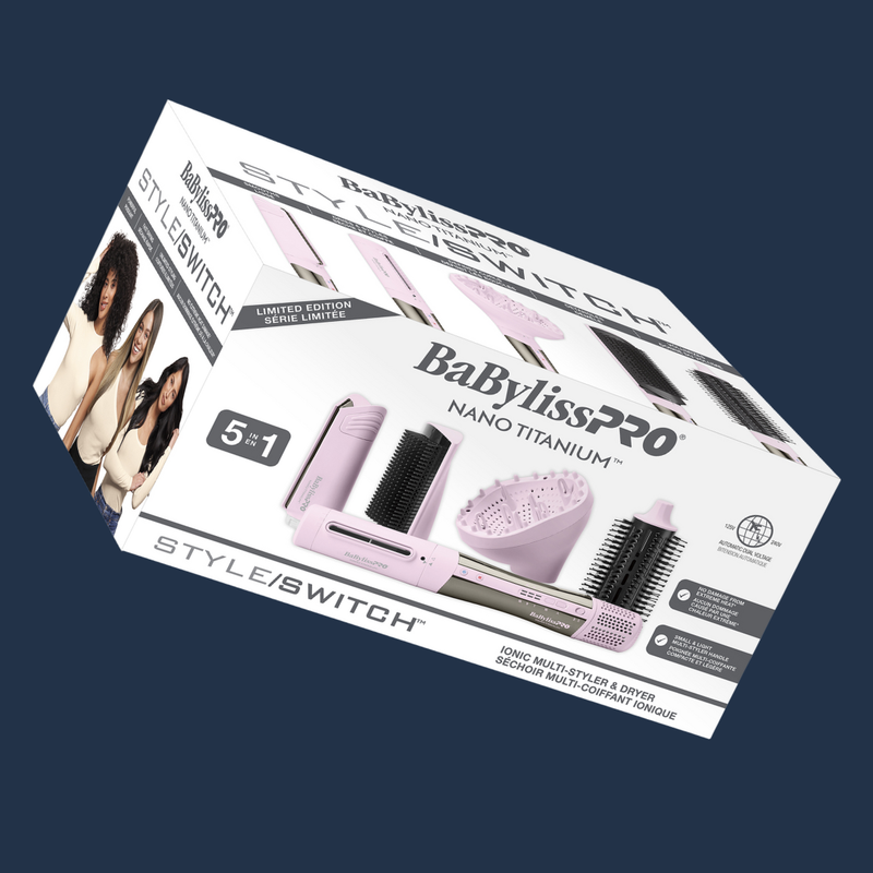 Eikonic Academy Salon Barbershop Hairstyling Barbering BaByliss PRO Nano Titanium STYLE SWITCH Ionic Multi Styler Dryer Limited Edition Pink