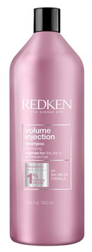 Redken Volume Injection shampoo bottle on a white background