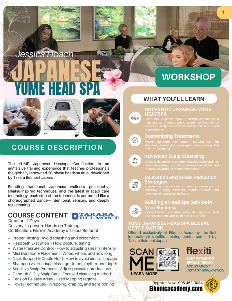 Japanese HeadSpa Workshop In Person Course - Yume Certification Course by Takara Belmont