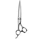 Scissors Lying Flat on Dark Background – The Black-Smith Solid scissors resting on a dark textured surface, accentuating the contrast and premium craftsmanship.