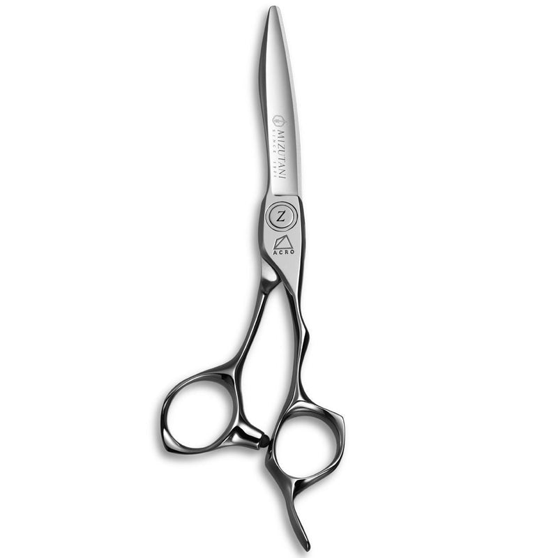 Mizutani ACRO Type Z-1 scissors in silver, showcasing precision cutting edges and sleek design