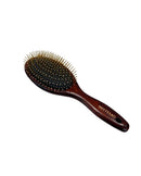 A wooden hairbrush with a dark brown handle and bristles, featuring the brand name 'HISTEMO' printed on the handle, set against a plain white background.