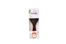 A hairbrush in its retail packaging, featuring a dark reddish-brown handle and black bristles with gold accents, set against a plain white background.