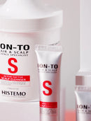 HISTEMO Ion-To Hair & Scalp Science Specialist Active Factor Scalp Cleanser shown in a white jar and matching tube with a red 'S' logo on a clean white background.