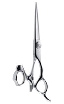Mizutani Black-Smith Fit Swivel Speedstar Lefty scissors in silver, featuring a double swivel handle for 360-degree rotation, reducing thumb and joint strain