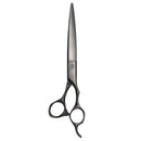 Mizutani Schorem Master scissors in matte black, featuring a unique design perfect for professional barbers, ideal for precise fade cuts and sharp detailing