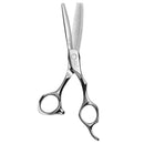 Mizutani Schorem Master Blending scissors in silver, designed for professional barbers, perfect for texturizing and blending men's hair with precision.