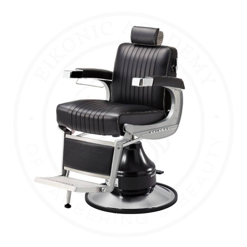 Takara Belmont Classic Barber Chair 225NJ With Headrest Motorized Electric Black MEB Base