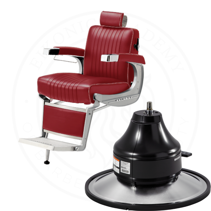 Takara Belmont Classic Barber Chair 225 with Motorized Electric Black Base MEB