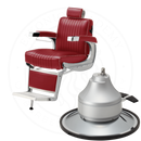 Takara Belmont Classic Barber Chair 225 with Motorized Electric Silver Base MES
