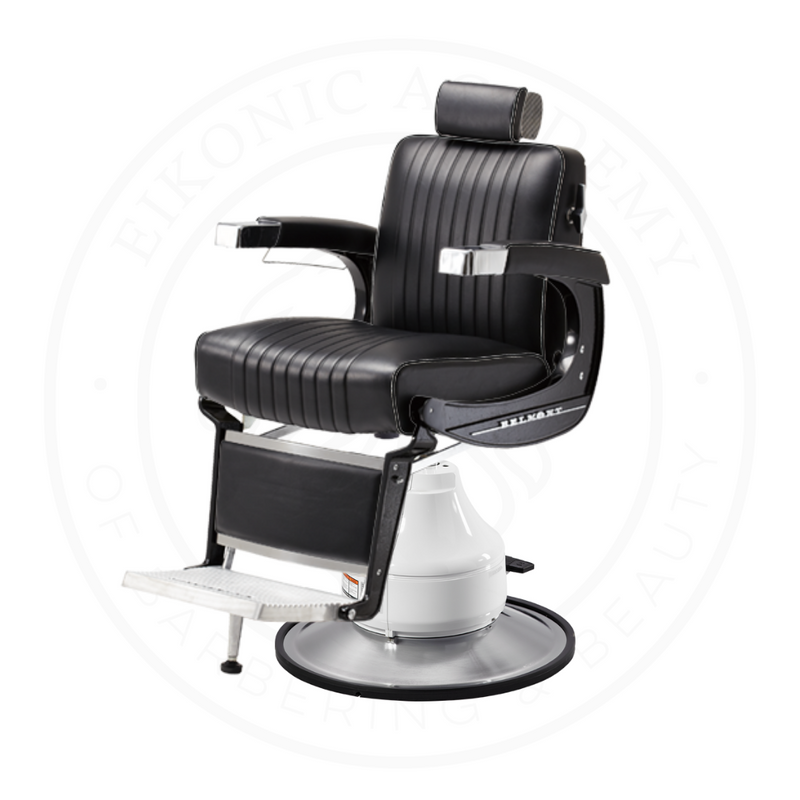 Takara Belmont Classic Elite Black Barber Chair 225EB with Motorized Electric White MEW Base