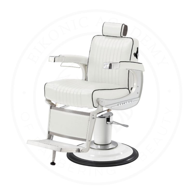 Takara Belmont Classic Elite White Barber Chair 225EW with White Base