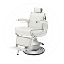 Takara Belmont Classic Elite White Barber Chair 225EW with Motorized Electric Silver MES Base