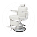 Takara Belmont Classic Elite White Barber Chair 225EW with Motorized Electric Silver MES Base