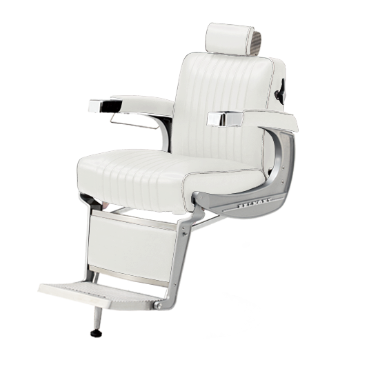 Takara Belmont Classic Barber Chair 225 with Motorized Electric Silver Base MES