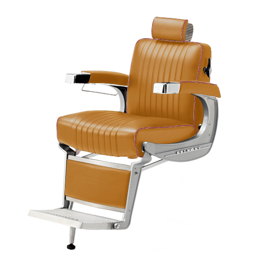 Takara Belmont Classic Barber Chair 225 with Motorized Electric White Base MEW