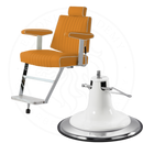 Front view of Takara Belmont 405 Barber Chair with Retro K Base, showcasing sleek, modern design.